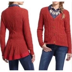 Anthropologie Far Away From Close Pauline Cable Knit Cardigan Sweater Large HiLo